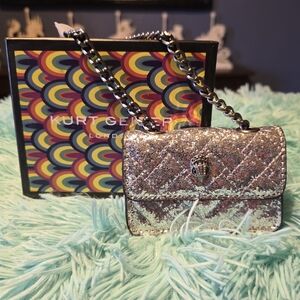 Kurt Geiger Silver Glitter Mini Bag